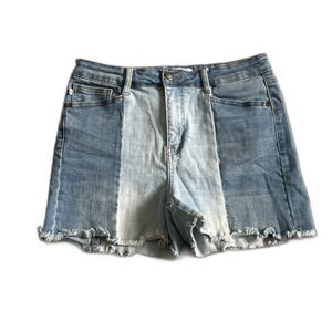 Judy Blue Shorts Womens Large Cut-Off High Rise Stretch Denim Two Tone JB150016